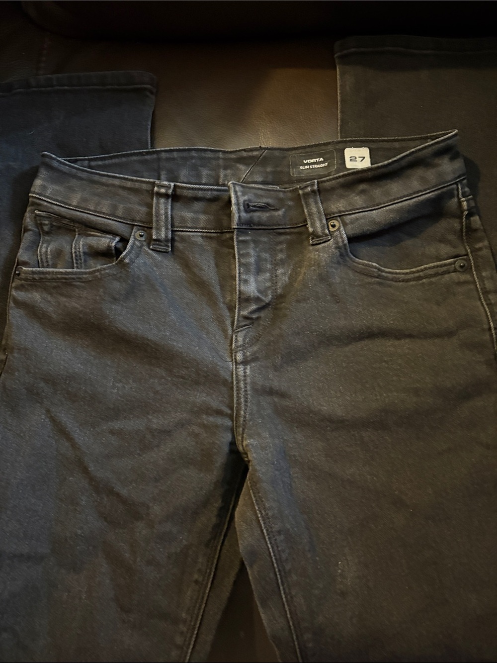 Volcom Kids Slim Straight Jeans in Charcoal